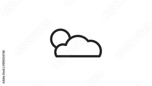 Simple line art illustration of a cloud and sun.