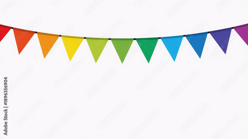 Fototapeta premium Colorful Triangle Party Banner on White Background