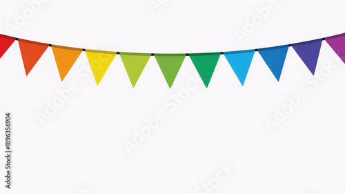 Colorful Triangle Party Banner on White Background