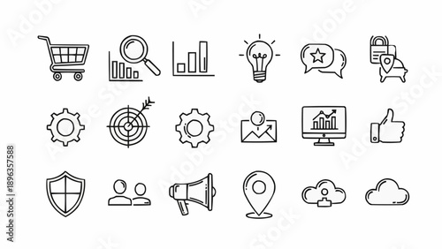 Hand Drawn Business Icons Set Vector Illustration.
