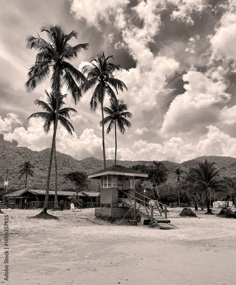Fototapeta premium Lifeguard hut on beach in Trinidad