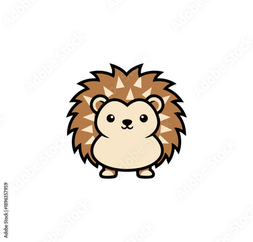 Cartoon hedgehog illustration with spikes cute animal design on black background