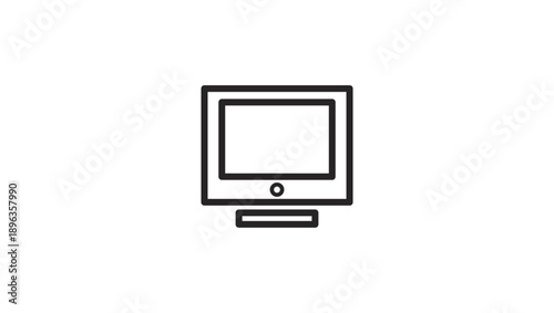 Simple line art illustration of a computer monitor on a stand.