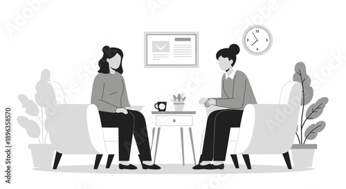 Two women engaged in a serious conversation or therapy session.
