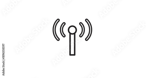 Simple black wireless signal icon on white background.