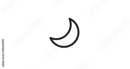 Simple black crescent moon icon on white background.
