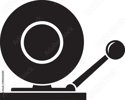 Electric school bell alarm with striker for notification and emergency signaling in educational institutions and factory buildings flat vector