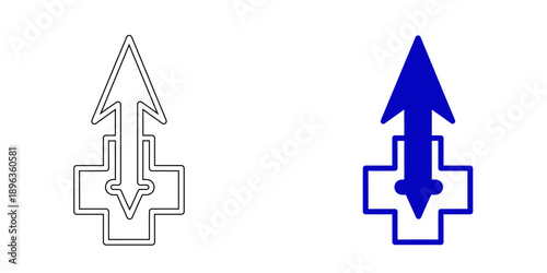 Medical icon set featuring heart pulse lines with lightning bolts, notification bells, and directional health symbols for cardiology monitoring and emergency resuscitation.