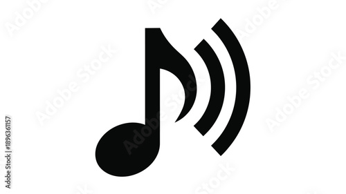 black musical note symbol with radiating sound waves a striking silhouette