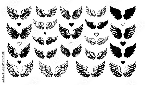 Cupid and Valentine Angel Wings Cartoon Vector Collection