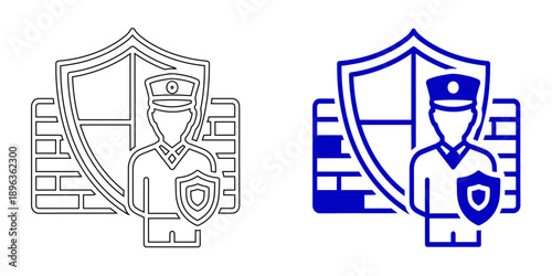 Security Guard Shield Icon – Access Control, Surveillance and Protection Vector