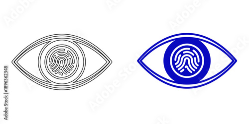 Biometric Eye with Fingerprint Scan Icon – Digital Identity Verification and Security Vector