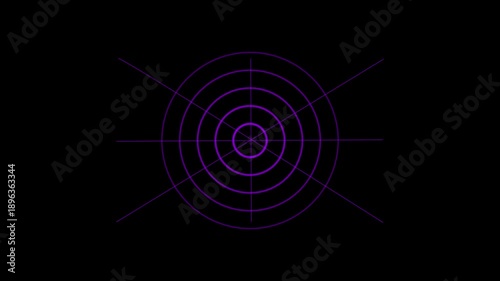 Purple concentric circles with intersecting lines on black background motion template motion animation template