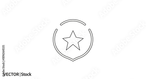Simple line art star emblem logo design element.