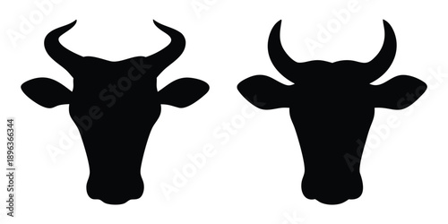 bull and cow head silhouette vector, cow head icon