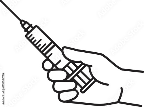 Hand holding a medical syringe with needle attached
