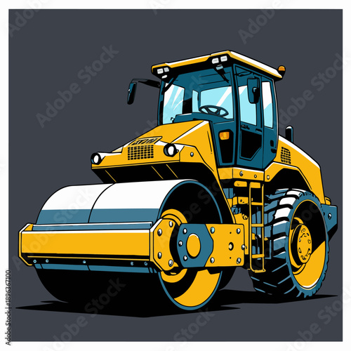 Image of a yellow road rollercompactor