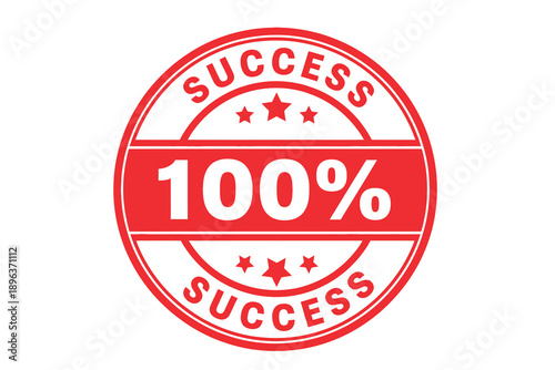 Red stamp with 100 percent success rate on symbolizing achievement and perfection in business