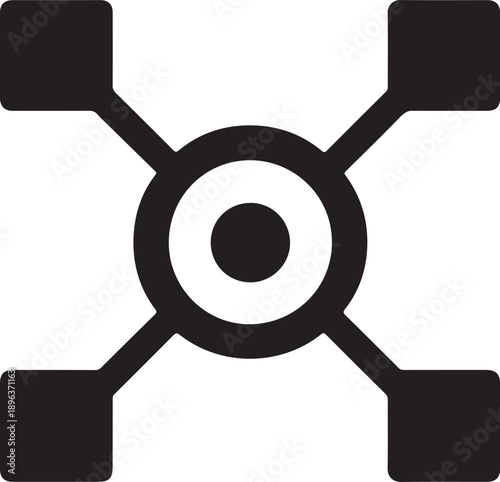 Strategy Core Hub icon, solid central circle with connected blocks, symbolizing integrated system