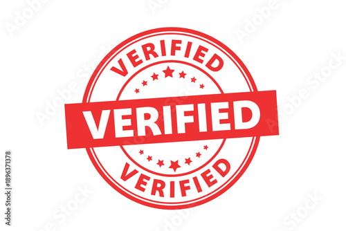 Red verified stamp or seal on with text verified