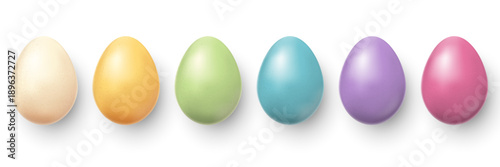 Set of three chicken eggs of different color shells, vector realistic.