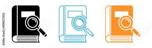 Book with magnifying glass icons