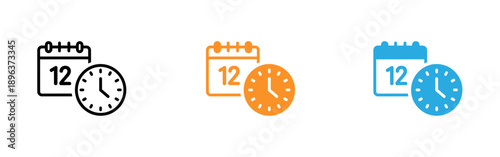 Calendar and clock icons in different colors