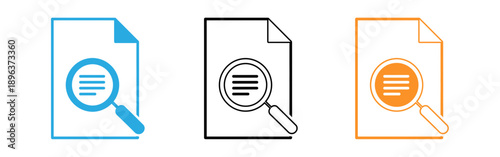 Document search icons in blue black and orange
