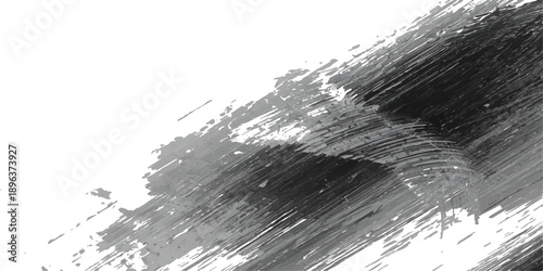 Abstract grunge art featuring black and white paint splashes on an old wall texture reminiscent of a cold winter landscape with ice and a flowing water stream