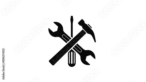 tools wrench hammer cross silhouette high quality professional