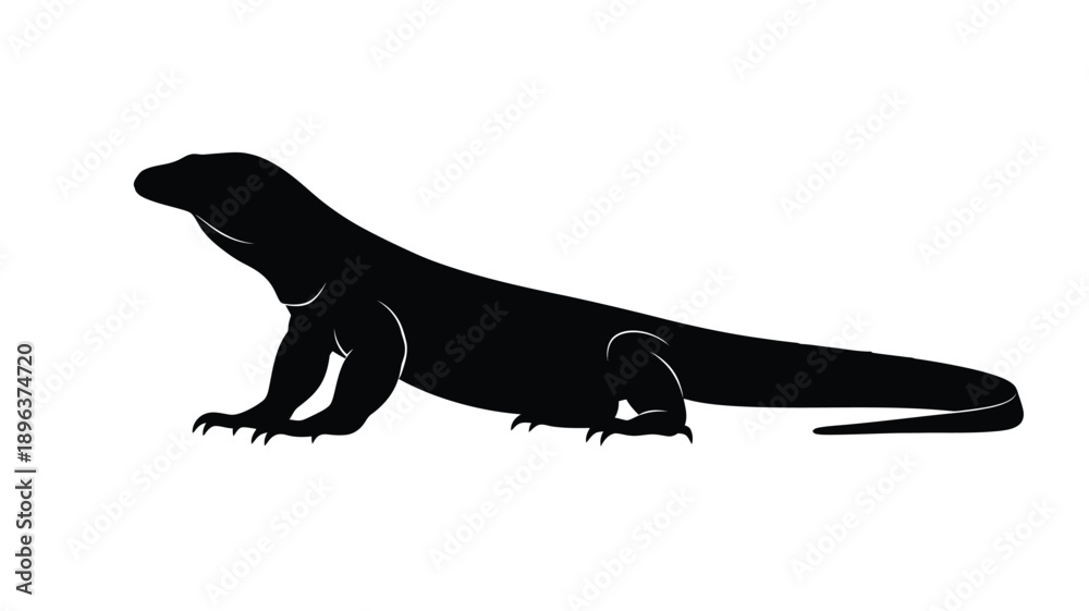 Obraz premium a black silhouette of a lizard reptile animal illustration against a white background
