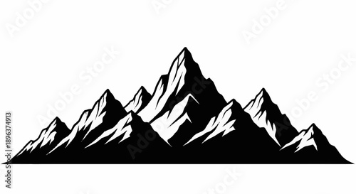 Jagged Mountain Range Silhouette Illustration.