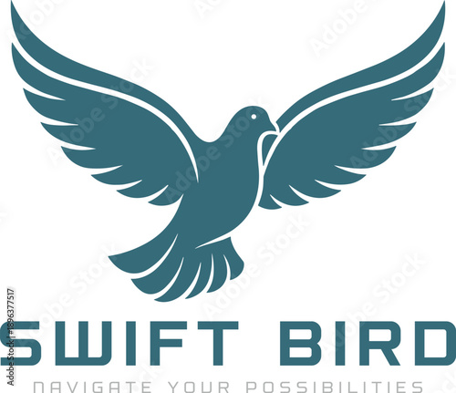 Flying bird logo with open wings swift bird silhouette