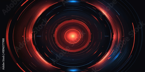 A digital art wallpaper featuring a red spiral vortex and 3d fractal motion design creates a high technology pattern backdrop within a dark space tunnel