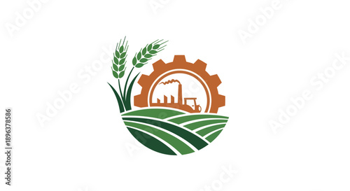 Agriculture and Industry Integration Logo Design Concept.