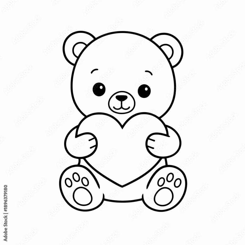 Obraz premium A cute cartoon bear holding a heart in its paws