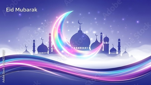 Wallpaper Mural Eid Mubarak Mosque Crescent Moon Night. Torontodigital.ca