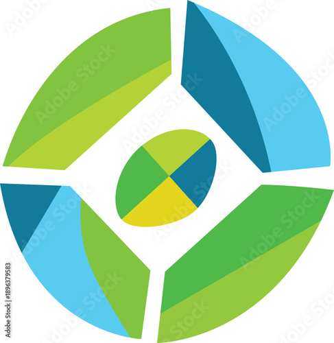 Modern Geometric Colorful Shape Vector logo with Center Abstract art, creative Symmetric Design.