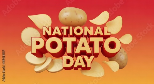 National Potato Chip Day celebration with  Fries and Potatoes Illustration background