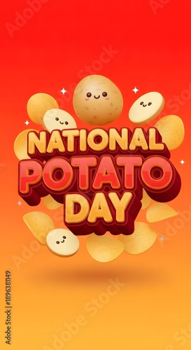 National Potato Chip Day celebration with  Fries and Potatoes Illustration background