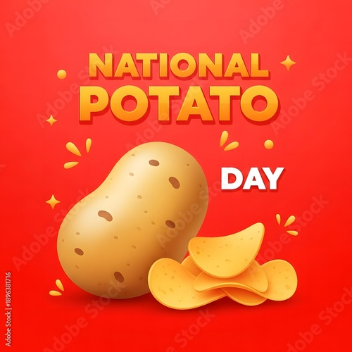National Potato Chip Day celebration with  Fries and Potatoes Illustration background