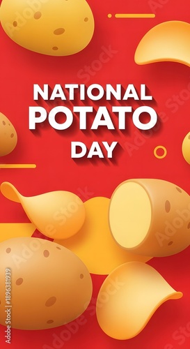 National Potato Chip Day celebration with  Fries and Potatoes Illustration background