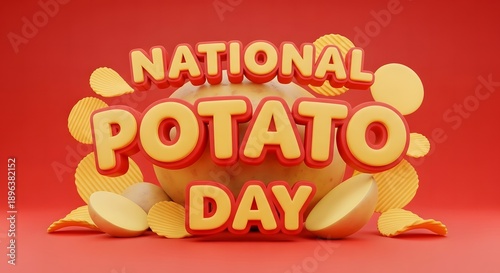 National Potato Chip Day celebration with  Fries and Potatoes Illustration background