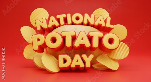 National Potato Chip Day celebration with  Fries and Potatoes Illustration background