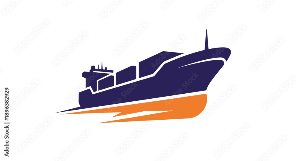 Naklejka premium Cargo Ship Sailing Fast Across the Ocean.