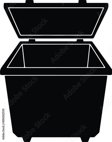 Isolated open empty cooler box container silhouette icon illustration vector