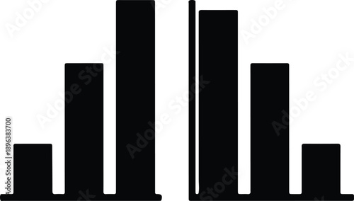 Silhouette two symmetrical bar chart graphs increasing in height illustration vector