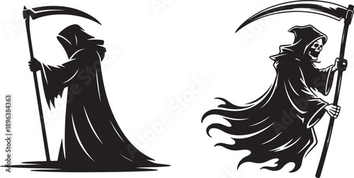 Grim Reaper Silhouette with Scythe