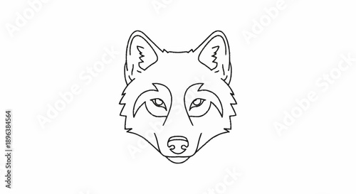 Minimalist line art drawing of a wolf head.