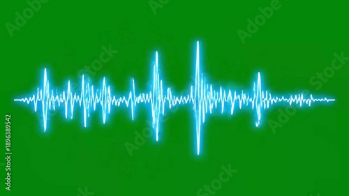 Abstract audio waveform on green background for music visualization